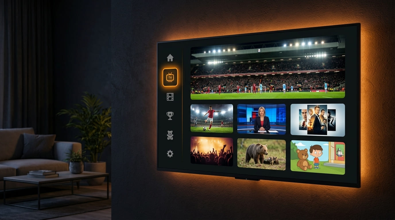 Tivimate subscription UK IPTV player interface on smart TV